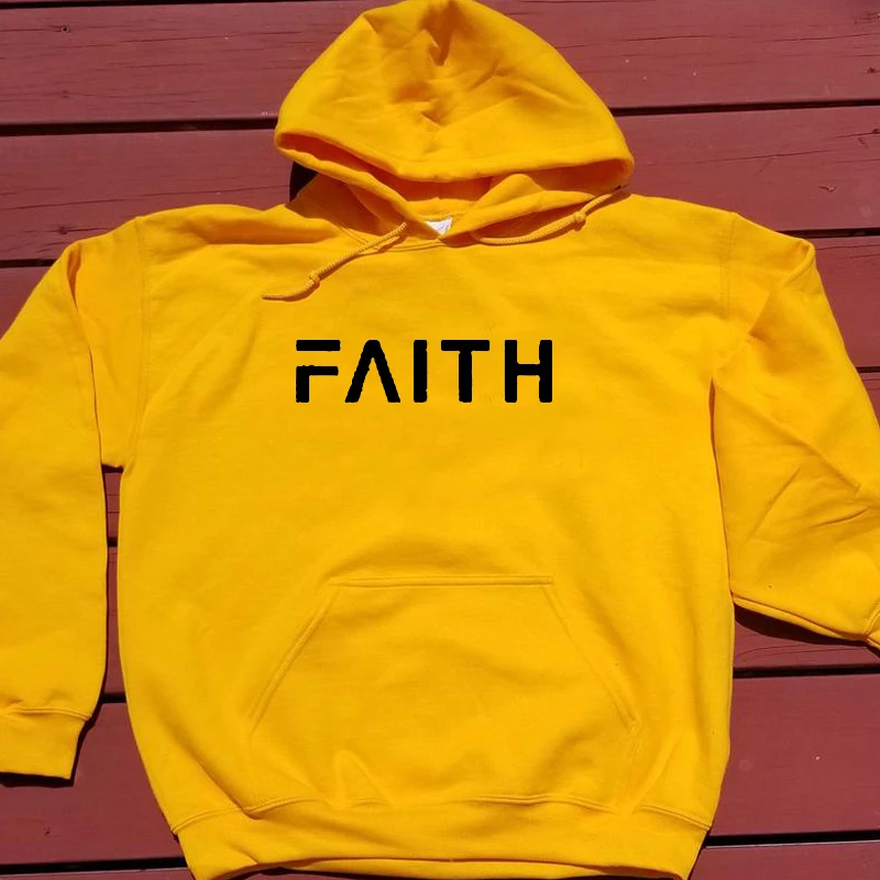 Цвет: желтый Женские толстовки с надписью «Faith» и принтом размера плюс, повседневные пуловеры с капюшоном, джемпер, одежда с христианским Иисусом, Прямая поставка - Цвет: Цвет: желтый
