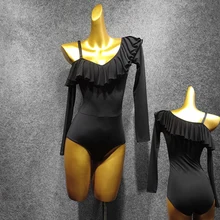 Новинка, топы с длинным рукавом для латинских танцев, танцевальное трико, осеннее платье, женский костюм, Одежда для танцев, топы для бальных танцев VDB1122