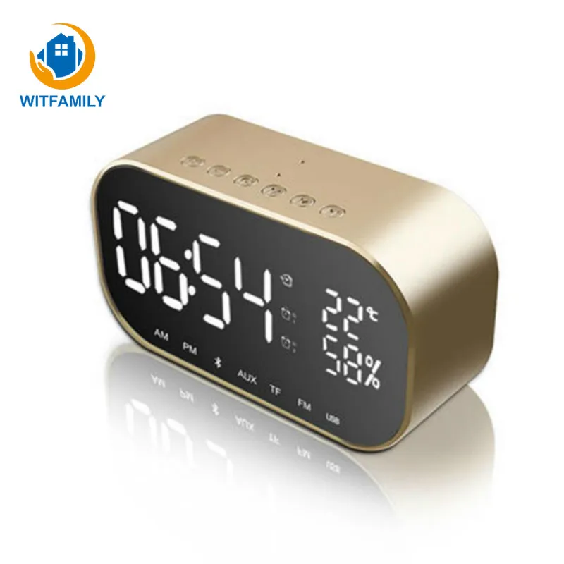 Bluetooth динамик поддержка температуры ЖК-дисплей Электронные будильники FM Радио беспроводной стерео сабвуфер музыкальный плеер часы