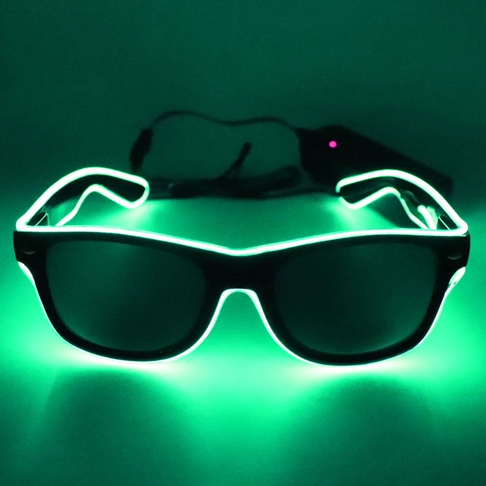 Jade Green Красный светодиодный Оски с подсветкой El Wire Neon Rave светодиодный очки для вечерние мерцающие светящиеся вечерние светодиодный Очки на Хэллоуин - Цвет: Jade Green