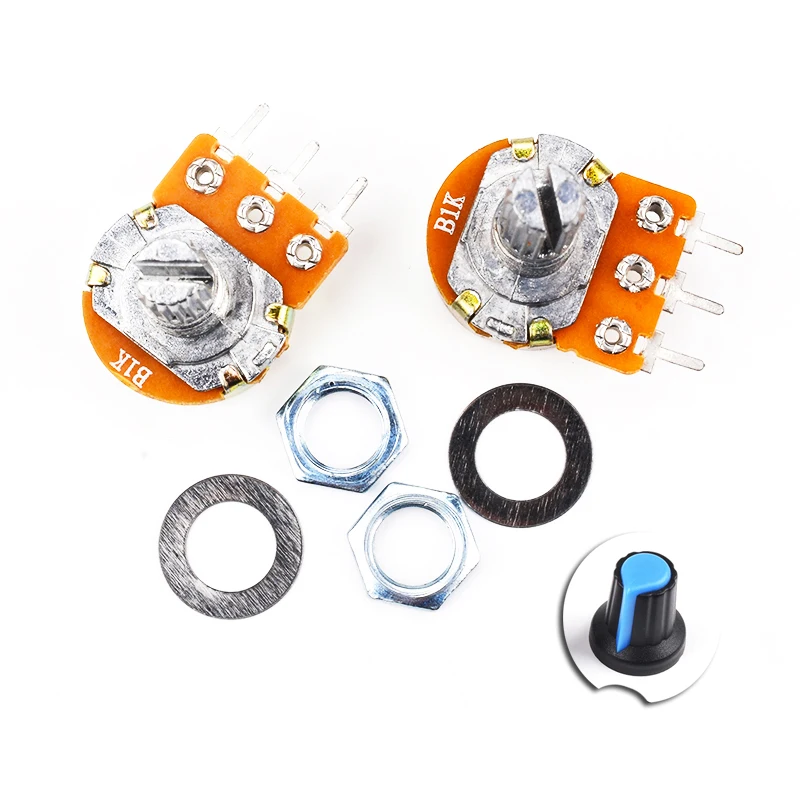 5Pcs WH148 1K 2K 5K 10K 20K 50K 100K 500K Ohm 15mm 3Pin Linear Taper Rotary Potentiometer Resistor for Arduino with AG2 BLUE Cap linear potentiometer rotary potentiometer potentiometer kit adjustable resistor potentiometer knobs
