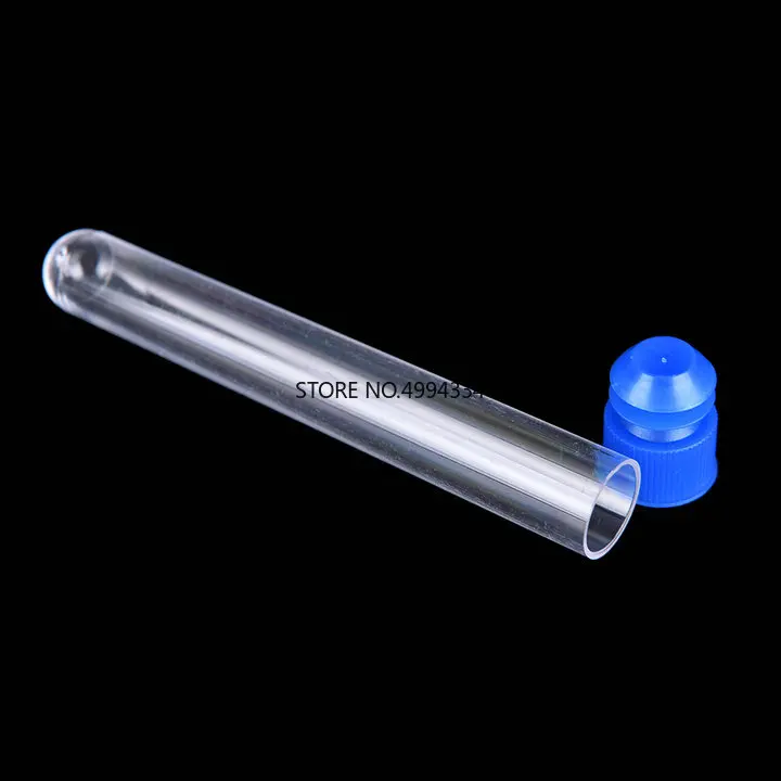 

200pcs/lot 12x60mm Round bottom Plastic Test Tube with screw cap for School Labware