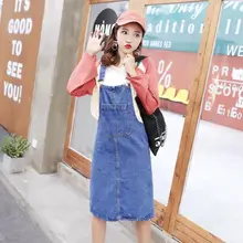 Летняя джинсовая юбка средней длины на подтяжках для женщин летняя уличная одежда джинсовые юбки на лямках комбинезоны с карманами розовый белый AE86