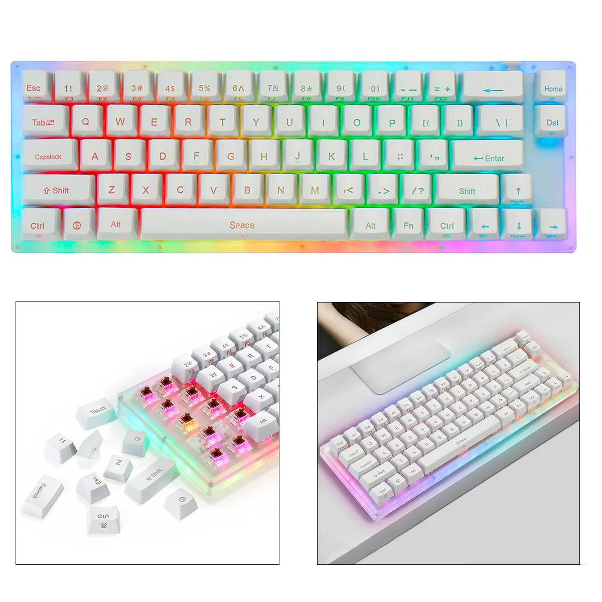 66 key Custom Mechanical Keyboard Gateron Switch Kit 65% 66 PCB CASE 16.8 Million Support Lighting Effects with RGB Switch Led