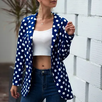 

Women Polka Dot Print Jackets Long Sleeve Slim Coats Ladies Autumn Cardigans