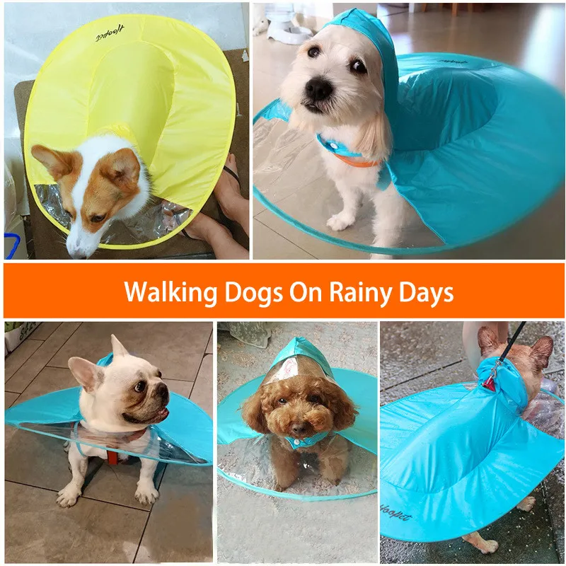 

Direct Selling Spot New Pet Dog Transparent Raincoat Flying Saucer Dog Raincoat Pet Raincoat Dog Clothes Spring And Summer