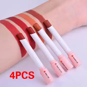 

4 Colors Lips Makeup Lipstick Lip Gloss Long Lasting Moisture Cosmetic Lip Balm Sexy Red Lip Velvet Matte Lipstick Waterproof