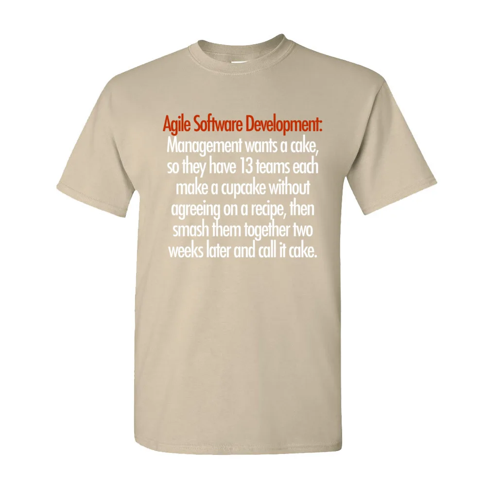 Agile Software Development Round Neck Top T-shirts Labor Day Tops T Shirt Short Sleeve 2020 Cotton Europe T-Shirt Printing Male Agile Software Development-265 beige