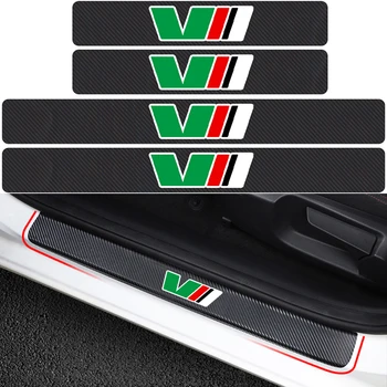 

4PCS Car styling New VR S Door Carbon Fiber Sill Scuff Plate Decor Sticker For skoda octavia fabia rapid yeti superb Accessories