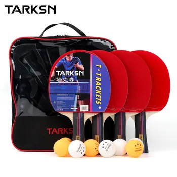 

TARKSN 4 pcs profesional ping pong racket set 8 table tennis balls racket set with bat case poplar wood blade 8
