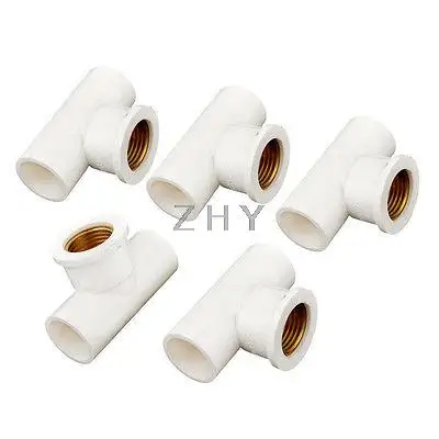 

Replacement 1/2PT Threaded to 20mm Tee Pipe Tube Connector White 5 Pcs