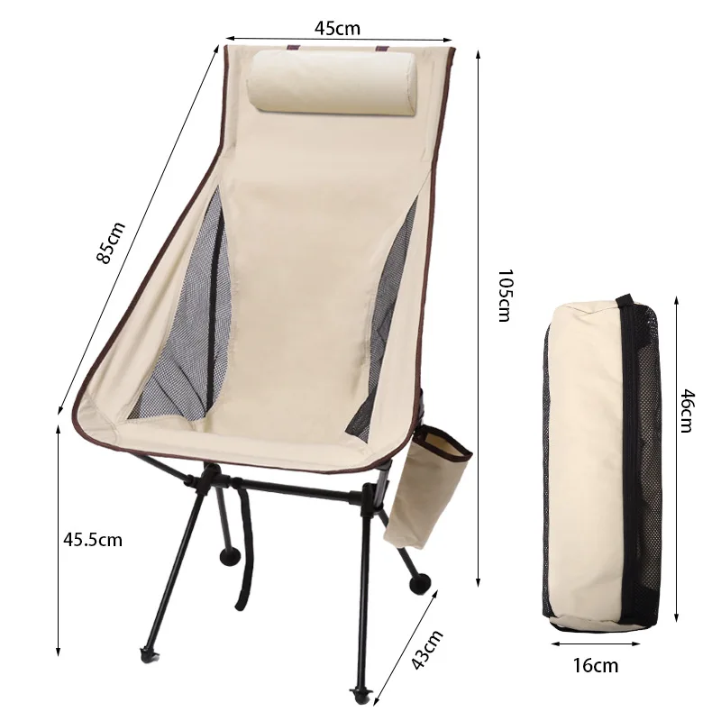 

Ultralight Outdoor Folding Camping Fishing Chairs Picnic BBQ Folding Moon Chairs With Pillow Pocket Beach Chair TableStool 야외 의자