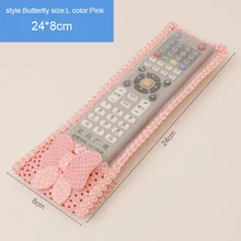 Bear Fabric Lace TV Air Conditioning Remote Control Bow Cover Dust Bag Case AUG889