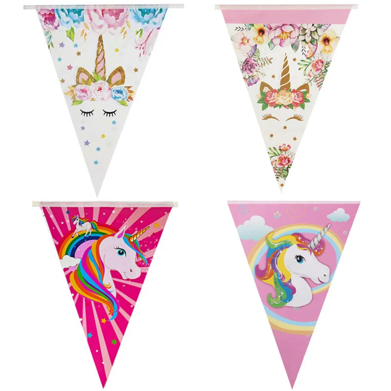 Paper Unicorn 1st Birthday Banner Happy Birthday Party Decorations Kids Little Mermaid Flag Baby Shower Banner Wedding Garland