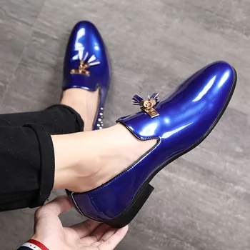 

2020 Fashion Rivet Tassel Oxfords Shoes Male Bright Business Wedding Leather Shoes Formal Shoes For Christmas Party