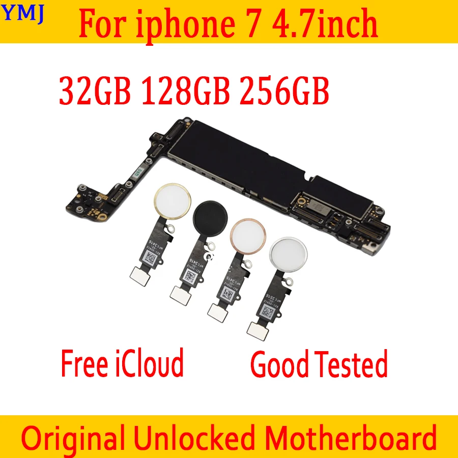 Оригинальная разблокированная материнская плата 32 ГБ 128 256 для iphone 7 с/без Touch ID с