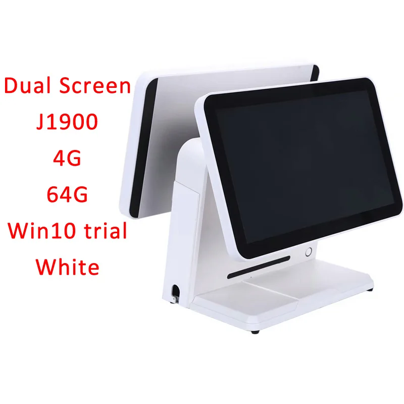 Dule screen J1900 Дешевая цена сенсорный экран все в одном POS для супермаркета 15 дюймов pos системы удобный Ресторан кассовый аппарат - Цвет: Dule screen J1900
