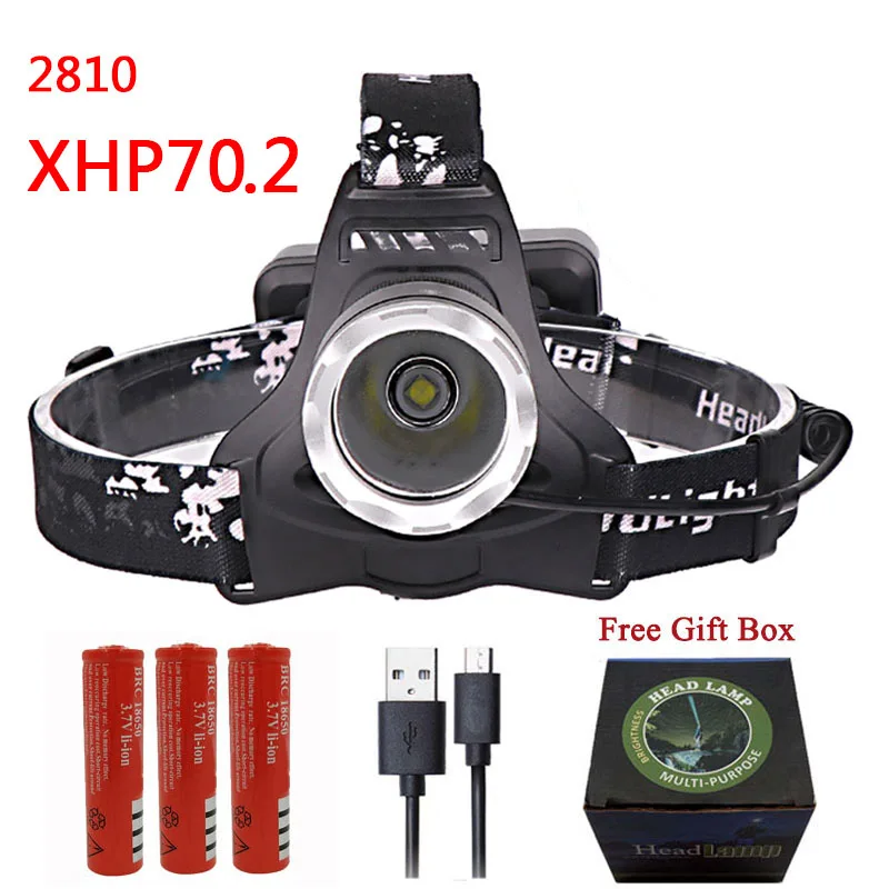 OPtion B XHP70.2 Z402810 3200lm высокомощный светодиодный налобный фонарь мощный Головной фонарь xm-l t6 свет - Испускаемый цвет: OPtion B