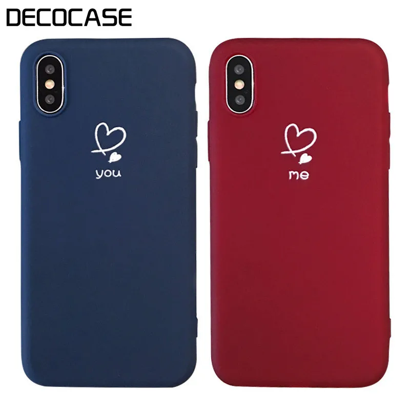 DECOCASE короткое вино-красный темно-синий силиконовый влюбленный Телефон чехол для