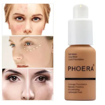 PHOERA 30ml Face Foundation Base Long Wear Moisturizer Oil Control Concealer Liquid Foundation Cream Long