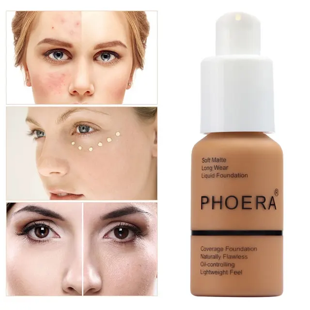 PHOERA 30ml Face Foundation Base Long Wear Moisturizer Oil Control Concealer Liquid Foundation Cream Long Lasting