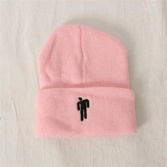 Billie Eilish Beanie цвета вязаная зимняя шапка однотонный хип-хоп трикотажный свитер шляпа костюм капитана аксессуар подарки теплая зима - Цвет: Pink