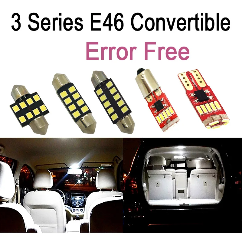 

11pcs LED interior bulb kit + License plate lights for bmw E46 Convertible 318Ci 320Cd 320Ci 325Ci 323Ci 330Ci 330Cd M3 (00-07)