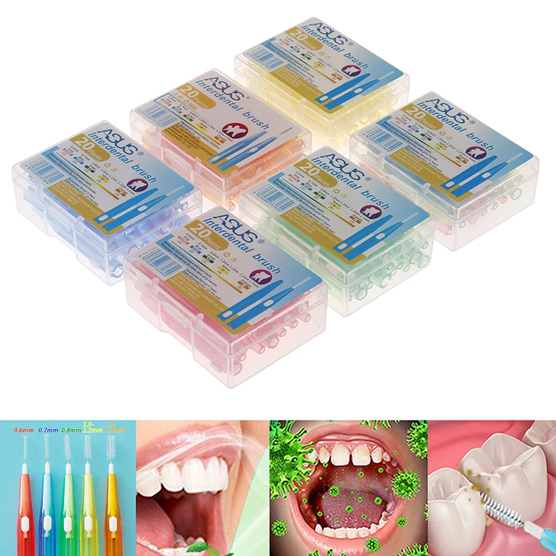 20pcs/box 5 colors Interdental Brush Oral Hygiene Clean Between Teeth oral care Floss Brushes Dental Soft Plastic Orthodontic