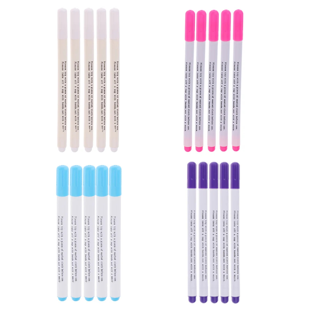 5 Pieces Water Erasable Pen Water Soluble Pen Vanishing Marker Pen for Tailor Fabric Marking