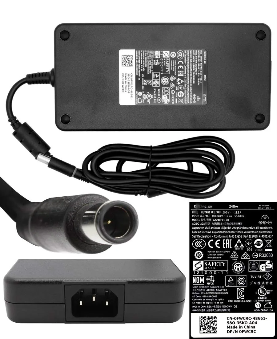 240W 19,5 V 12.3A Мощность адаптер переменного тока питания для ноутбука DELL Alienware M17x M17X R2 M17x R4 M18x X51