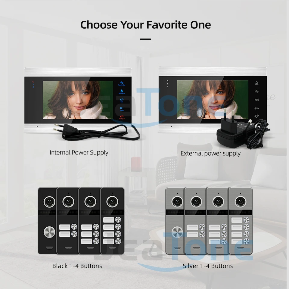 JeaTone Tuya Smart App 7 дюймов видео телефон двери WiFi интерком для мульти квартиры