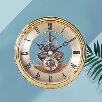 

1pc 97mm Retro Ancient Clock Gear Movement Metal Hollow Clock Round Gear Wall Clock for Home (Golden)
