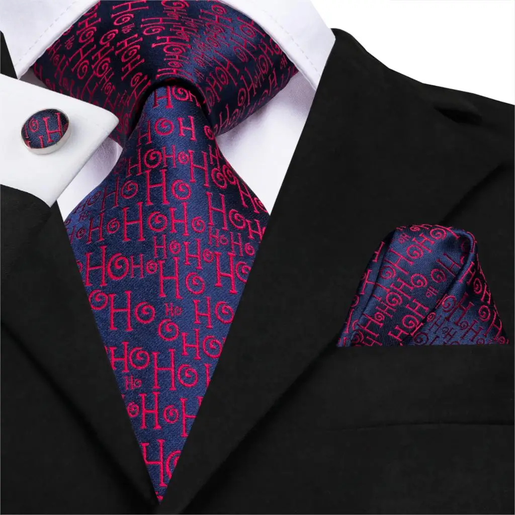 SN-3316 Hi-Tie, набор запонок, рождественские шелковые галстуки для мужчин, подарки для мужчин, красные жаккардовые галстуки с принтом, вечерние галстуки, большие галстуки - Цвет: SN-3316