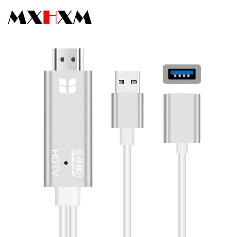 1 м 2в1 HDMI кабель без задержки USB Женский HDTV для Apple и Android мобильного телефона