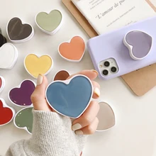 

Rotatable Guta Glue Folding Ring Finger Grip Phone Holder Suitable for iPhone Xiaomi Huawei Mobile Shell Heart-shaped Holder
