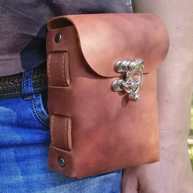 Leather Hip Bag Belt Bag for Larp Medieval Purse Steampunk 