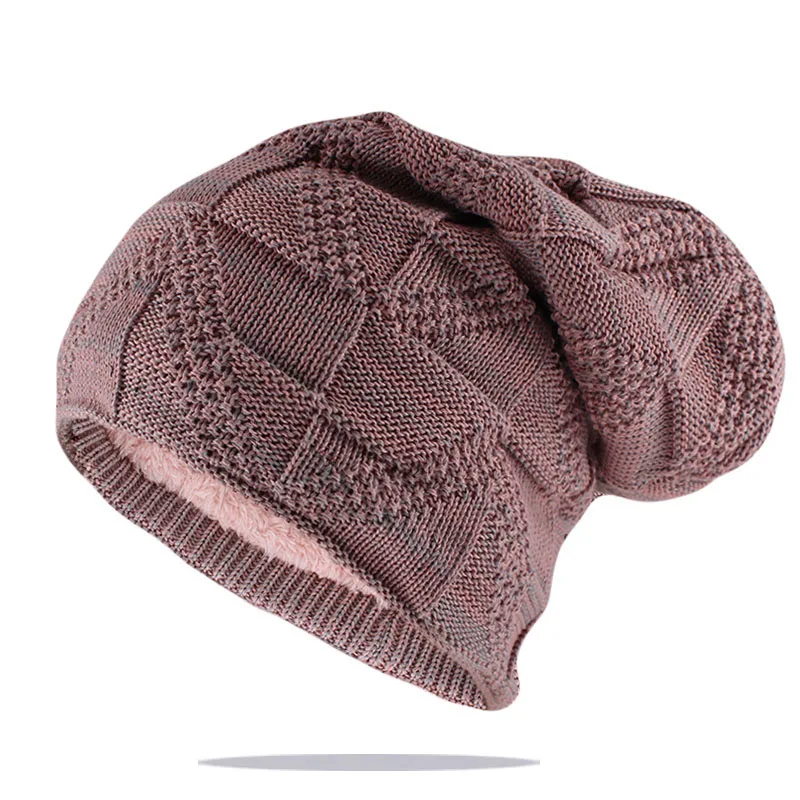 Розовый Новые стильные зимние шапочки Skullies, модная мужская и женская теплая вязаная шляпа, брендовая мужская разноцветная Повседневная шапка со звездами - Цвет: Розовый