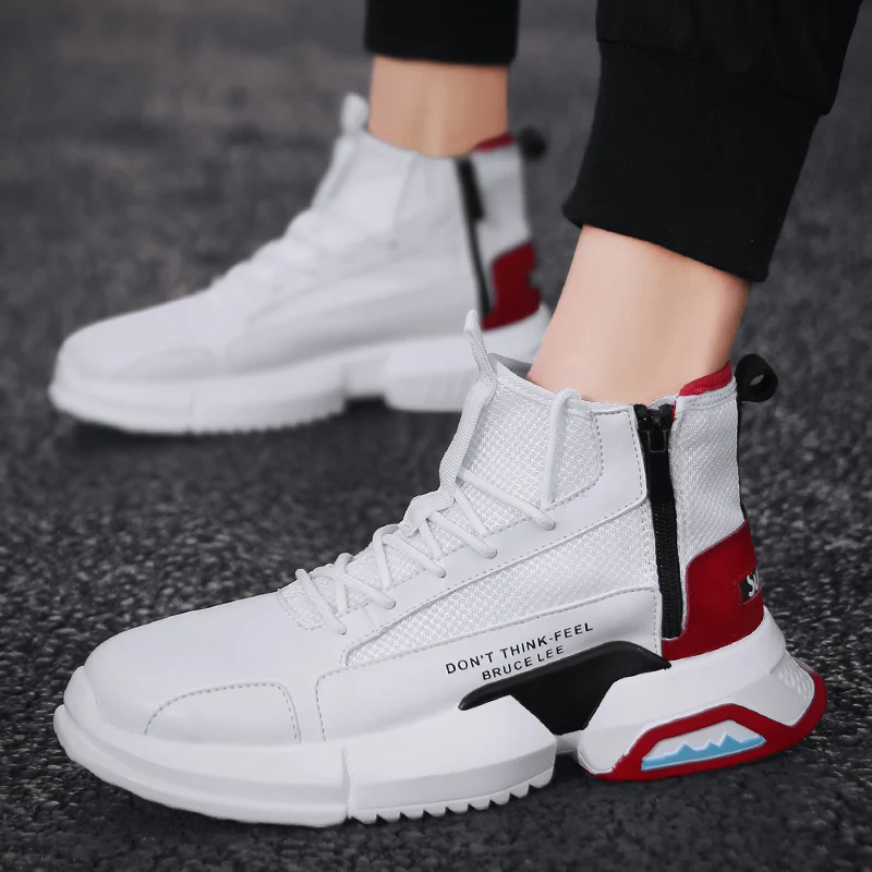 

Men's shoes autumn and winter high to help white skate shoes men's basketball shoes shock absorber men's shoes wild sports shoes