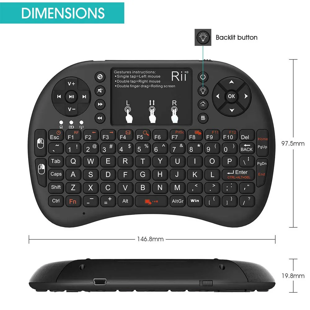Original rii i8 teclado 2.4g teclado sem