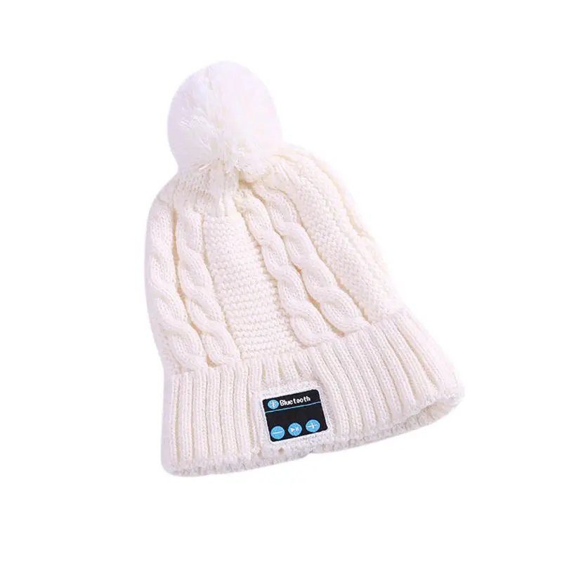 Белый Bluetooth Hat, беспроводные наушники, гарнитура, наушники, музыка, аудио, для женщин, мужчин, мальчиков, девочек, зимняя шапка с динамиком, микрофоном, Hands Fre - Цвет: Белый