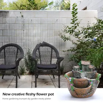 

Resin Flowerpot Succulent Plants Planter Desktop Potted Holder Flower Basket Planter Flower Pot Lanscape Home Decoration NEW