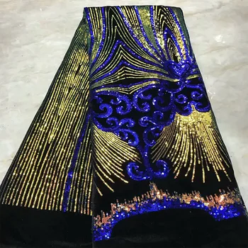

African Velvet Lace Fabric with Sequins French Lace fabric High Quality Sequins Lace Fabric for African Bridal Lace Dress 04