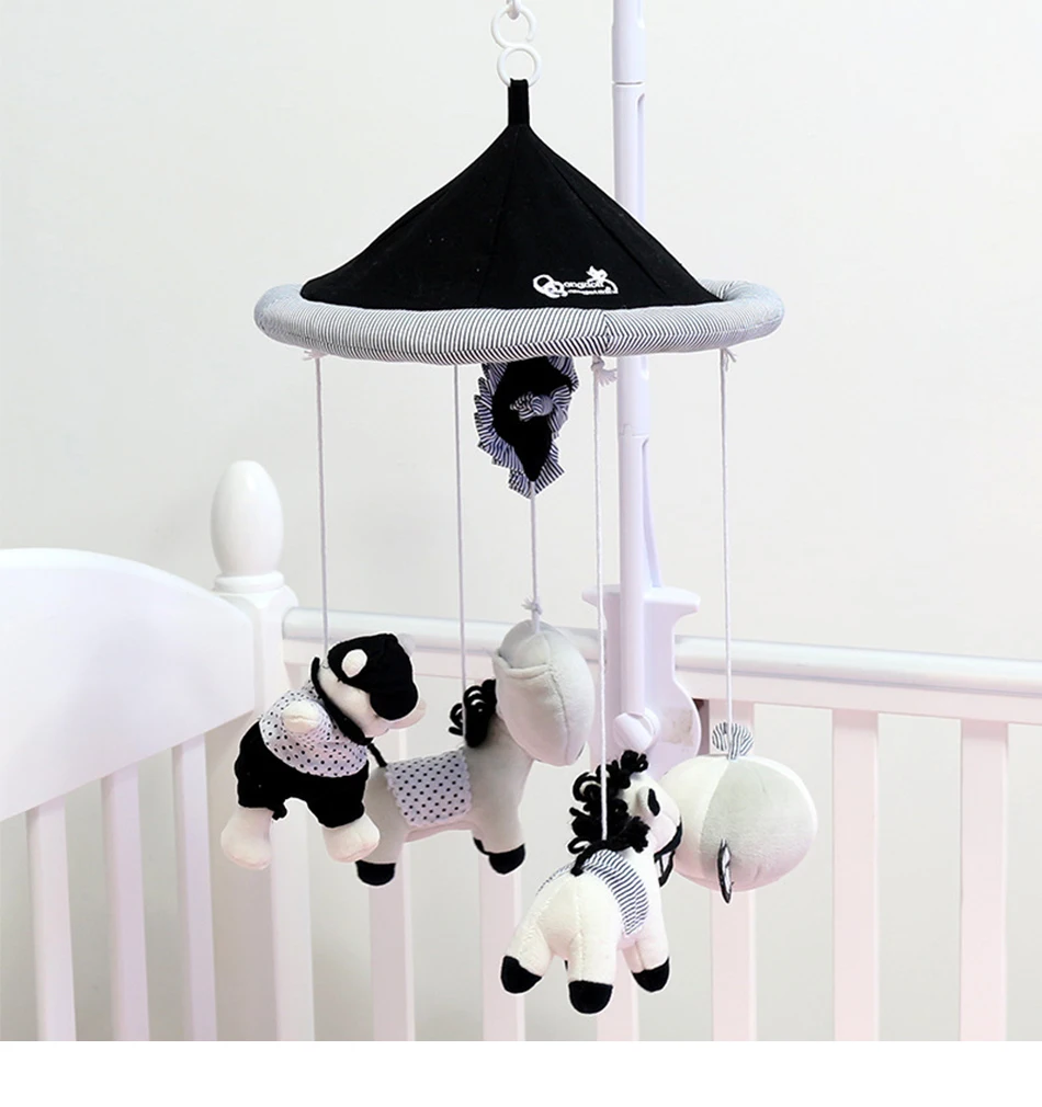 Колокольчик для детской кроватки интеллектуальное развитие милые плюшевые игрушки изображение новорожденный мобильный висячая музыкальная шкатулка от 0 до 36 месяцев кроватка вращающаяся погремушка