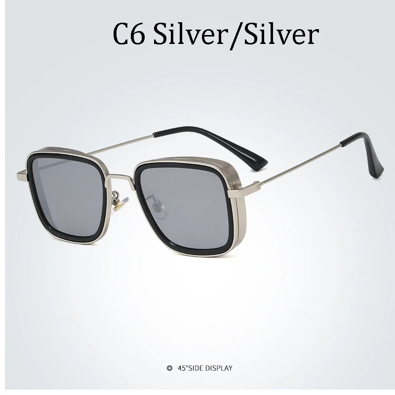 HARMTTER Мода полета стиль Индии мужские солнцезащитные очки в стиле стимпанк квадратный бренд панк дизайн солнцезащитные очки Oculos ретро мужские - Цвет линз: 58157 C6