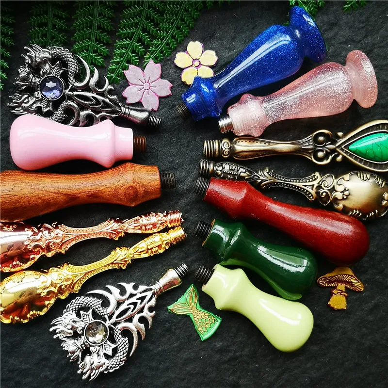Wood Handle metal brass handle Wax Seal Stamp Retro crystal Antique Sealing Wax Scrapbooking Stamp HEAD Wedding stamp handle