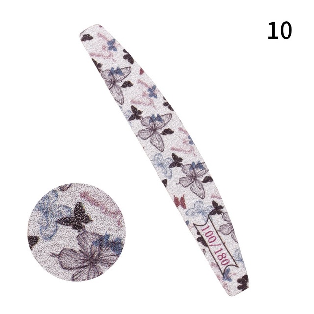 Printed Half Moon Nail file 100/180 Sandpaper Nail File Sanding Gel Polishing files Professional nails manicure file