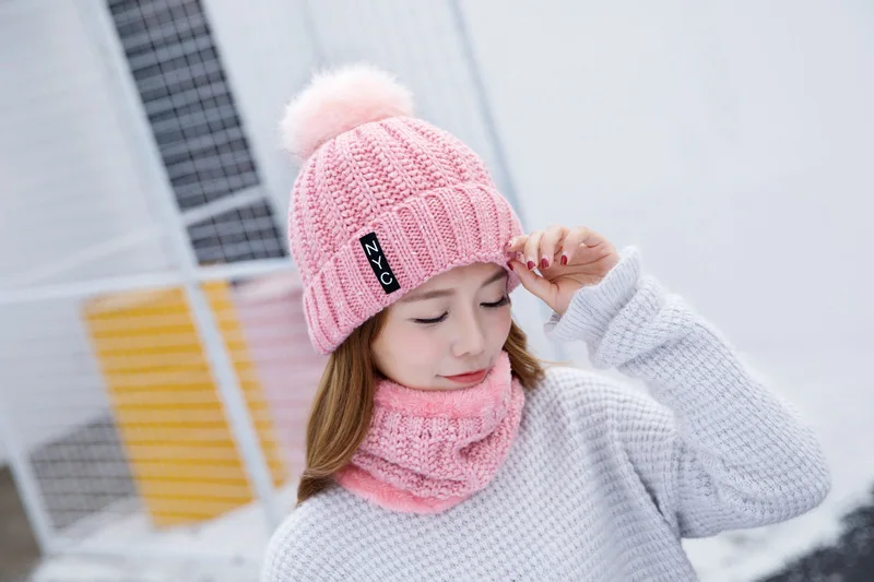 Hat female Korean tide autumn and winter fashion warm knitted wool hat winter hat female cute winter