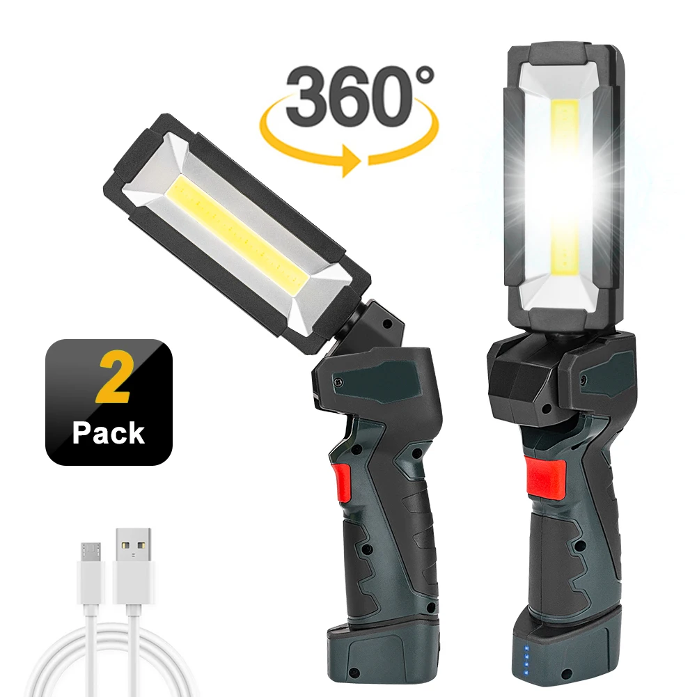 Portable 360° Cob Led Flashlight Work Light Usb Rechargeable Inspection Lamp Torch Car Emergency Flashing Light With Magnet Hook - Flashlights & Torches - AliExpress