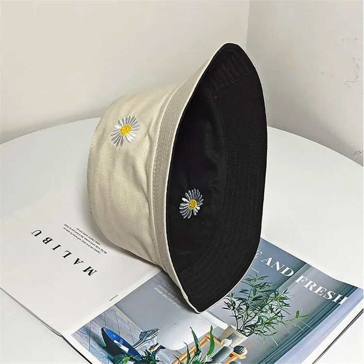 Basin Hat Unisex Summer Black White Bucket Hat for Women Men Foldable Double-sided Cotton Fisherman Floral Print Sun Panama Hats