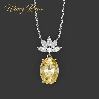 

Wong Rain Romantic 100% 925 Sterling Silver Citrine Sapphire Aquamarine Gemstone White Gold Pendant Necklace Jewelry Wholesale